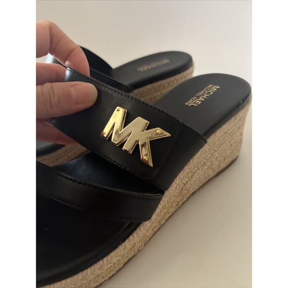 Michael Kors Sidney Espadrille Wedge Sandals Women’s US 7 Black -Worn 1x In Home - Picture 14 of 14